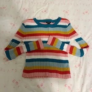 Ribbed Rainbow Striped Sweater